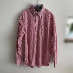 メンズTOMMY HILFIGER赤と白のストライプ 長袖シャツMサイズ