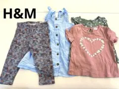 H&M 夏セット　ノースリーブワンピース　デイジー柄Tシャツ　花柄ズボン　80
