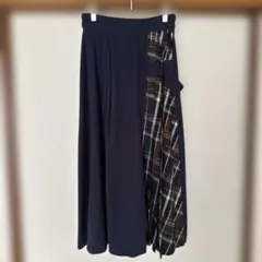 オリーブデオリーブ ネイビー チェック切り替えスカート