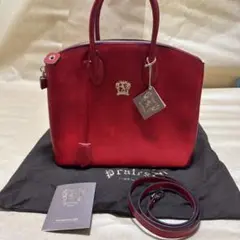 pratesi プラテージ レザー ハンドバッグ ショルダーストラップ レッド