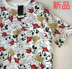 新品　Disney ミッキーマウス 総柄 Tシャツ ホワイト Lのサムネイル