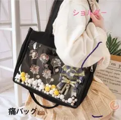 推し活　痛バッグ　ブラック　トートバッグ