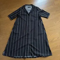 Hiromi Yoshida ストライプ柄 シャツワンピース ブラック M