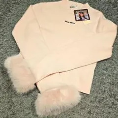 新品タグ付きファーツキニットトップス　M ピンク