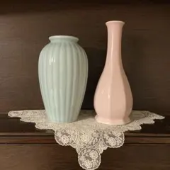 花瓶　フラワーベース　ライトブルー　ピンク　２点セット