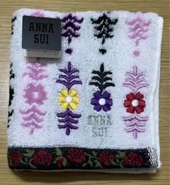 【新品未使用】アナスイ　タオルハンカチ　ANNA SUI　花柄　刺繍　大人可愛いのサムネイル