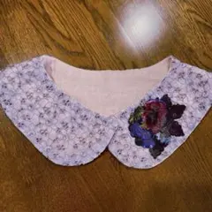 大人可愛いレースの付け襟(藤色　モチーフレース)