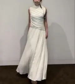 LEJA LUXE】シャギーショルダーリボンスパンコールIラインドレス
