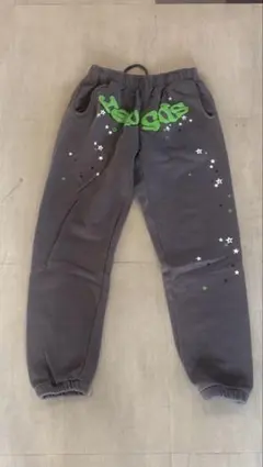 sp5der スウェット　L 星柄プリント ジョガーパンツ ブラック　グレー