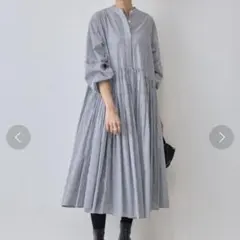 23SS美品】BEARDSLEY 先染めギャザーチュニックワンピースストライプ