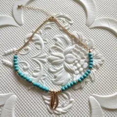 ネックレス　ターコイズ　ゴールド　シェル