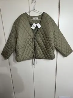 PUBLUX リボンキルティングジャケット セージグリーン