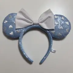 ディズニー　ミニー　カチューシャ　水色　スパンコール