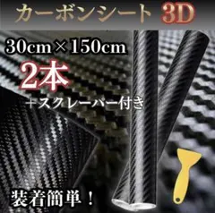 【２本セット】カーボンシート 3D カーボン調 黒 スクレーパー
