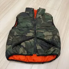 リバーシブルダウン　ベスト　オレンジ・迷彩