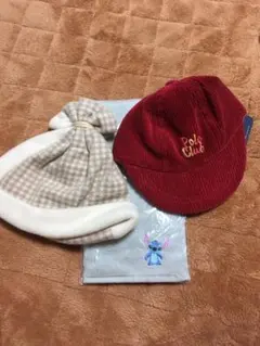子供用帽子とstitchミニタオル3点セット　Disney