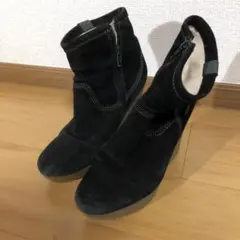 diesel ブラックスエードウェッジヒールブーツ