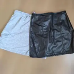 【Dazy 2点セット】レザースカート(M) ＆ スウェットカーゴスカート(L)