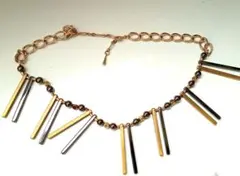 ストライプデザイン ネックレス ゴールド シルバー