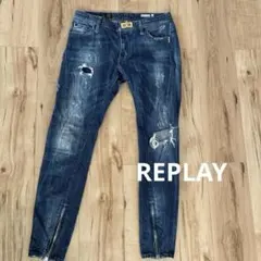 REPLAY ダメージストレッチスキニーデニム
