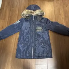 ネイビー ファー付きフードダウンコート ジャケット