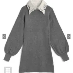 GRL新品未使用　レース襟付きニットミニワンピース Lサイズ