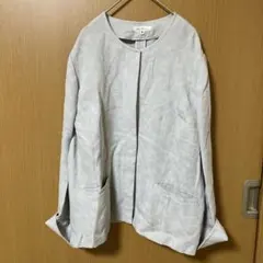 【ミゼール】ノーカラージャケット ライトブルー ポケット付きのサムネイル