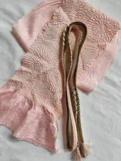 和装小物 正絹帯揚げ 帯締め セット 帯揚〈帯締中抜き 絞り 〉帯締〈金糸平組〉