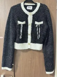 épine ribbon piping cardigan‪‪‪‪‪ ブラック 黒のサムネイル