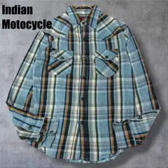 Indian Motocycle 長袖 ネルシャツ チェック柄 メンズ アメカジ