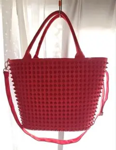 DIAVEL スタッズトートバッグ 赤