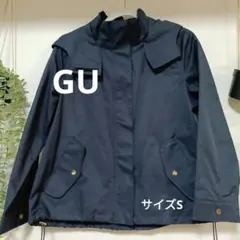 GU　ネイビー フード付きジャケット　ジャンパー　薄手　レディース