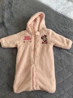 ミニーマウス フリース 冬用おくるみロンパース ピンク
