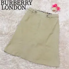 バーバリーロンドン 膝丈スカート ボタン ベージュ ノバチェック y2k