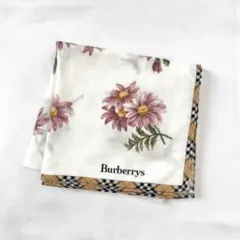 Y506-279　Burberrys　バーバリー　ハンカチ　花柄　ノバチェック