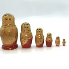 【レトロ・可愛い】マトリョーシカ 6体セット ロシア 民芸品のサムネイル