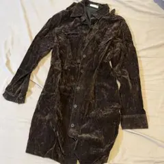 Smoochy ベロアダークブラウン 長袖シャツワンピース グランジ Y2K