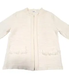 ELLE ニットジャケット クルーネックカーディガン アイボリー　白　サイズ38