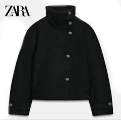 ZARA ショートハイネックコート　ブラック　XSサイズ