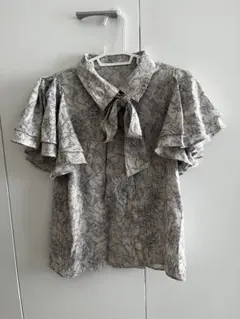 花柄フリル半袖シャツ M
