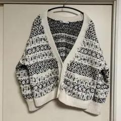ZARA ニットカーディガン 白黒 オーバーサイズ
