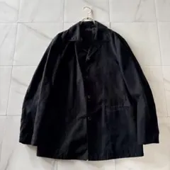 NO. 7-283Calvin Klein スエード黒コート　ステンカラーXL