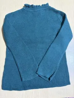 【110】GU リブ編み長袖カットソー ダークグリーン