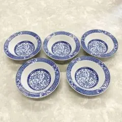 有田焼　華祥瑞 深皿 5枚セット 染付 花柄 和食器 陶器