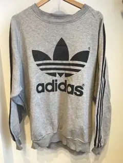 90s adidas 銀タグ　トレフォイル　両面プリント　古着　ヴィンテージ