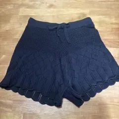 .**様 レトロガール　ニットショートパンツ ブラック Mサイズのサムネイル