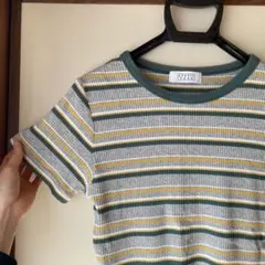 ローリーズファーム　ストライプ 半袖リブTシャツ