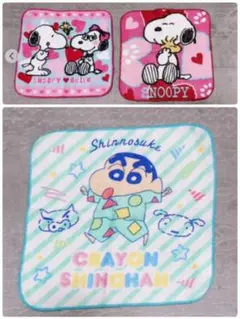 スヌーピー＆クレヨンしんちゃん ハンカチ