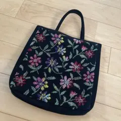 ゴブラン織　トートバッグ　ハンドバッグ　手提げ　まミニバッグ　黒