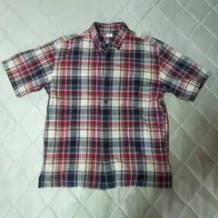 UNIQLO チェック柄 半袖シャツ ボタンダウン